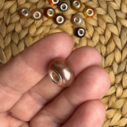 1 x Rose Acryl Spacerperle mit großem Loch für DIY Schlüssel- und Taschenanhänger