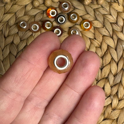 1 x Nude facettierte Acryl Spacerperle mit großem Loch für DIY Schlüssel- und Taschenanhänger