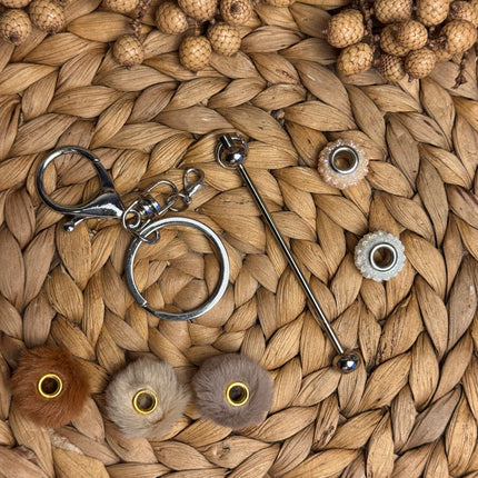 1 x Schlüsselanhänger Stäbe Rohling aus Metall (Silber)  für kreative DIY Ideen