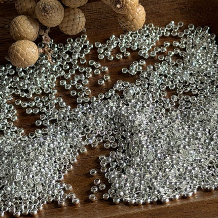 50 x 2,0 mm Silber (Bohrung 1,2 mm) Abstandsperlen Messing - Mikro Makramee Schmuck DIY