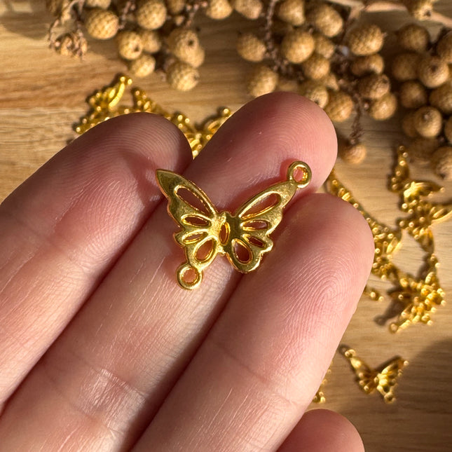 1 x Schmetterling Gold Verbinder | Für Mikromakramee, Schmuck, Armbänder & DIY‘s