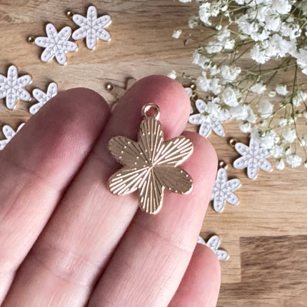 1 x Anhänger Schneeflocke Gold-Weiß für DIY Schmuck - Weihnachten DIY
