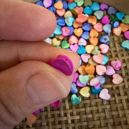 10 x Muschel Perle Herz Mulitcolor | Muschel für Makramee & Schmuck