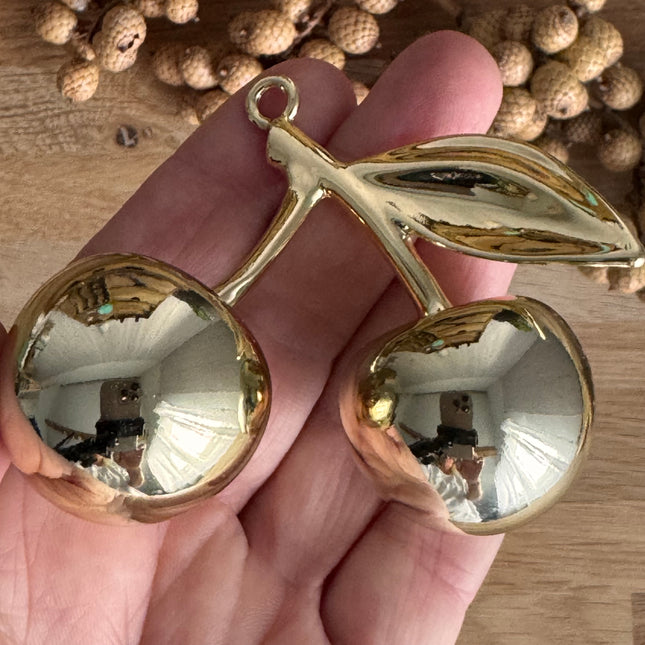 1 x  Schlüssel- und Taschenanhänger Kirschen Gold