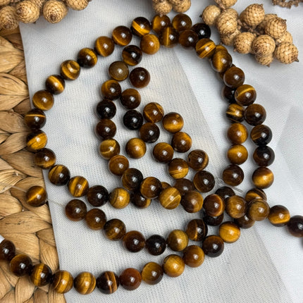 10 x Tigerauge 8 mm | echte Edelsteinperlen - Makramee, Mikromakramee & DIY Schmuck