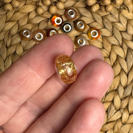 1 x Champagner Acryl Spacerperle mit großem Loch für DIY Schlüssel- und Taschenanhänger