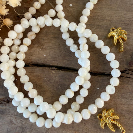 20 x 4 mm Muschelperlen Weiß – Runde Perlen für sommerlichen Schmuck & Makramee
