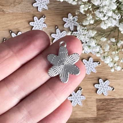 1 x Snowflake pendant, silver-white, for DIY jewelry - Christmas DIY