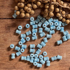 2 x light blue ceramic tube beads, handmade | For micro macrame, jewelry & DIY projects