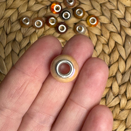 1 x Apricot Acryl Spacerperle mit großem Loch für DIY Schlüssel- und Taschenanhänger