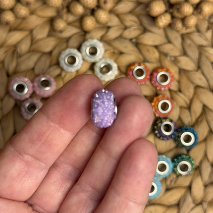 1 x Flieder Acryl Spacerperle Kristall mit großem Loch für DIY Taschen- und Schlüsselanhänger