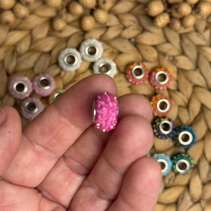 1 x Pink-Orange Acryl Spacerperle Kristall mit großem Loch für DIY Taschen- und Schlüsselanhänger