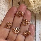 1 x Hundepfote- Verbinder / Perle aus Metall - Silber / Gold / Rosé (Nickelfrei) | ca. 17 x 11 mm | Für Makramee, Schmuck & DIY‘s