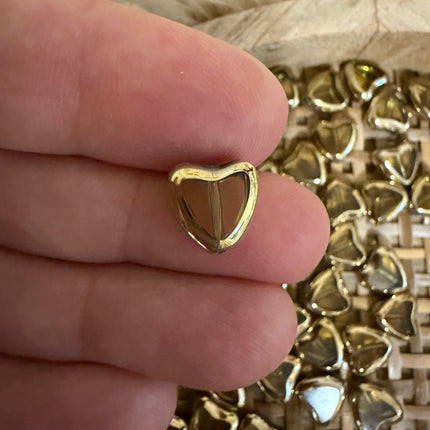 2 x Herz Glasperle | Gelb transparent Gold | ca. 11x7.5mm (Ø1.1mm) | Für Mikromakramee, Schmuck & DIY‘s