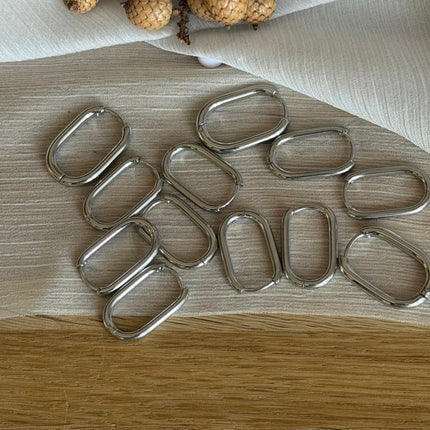 2 x Ovale Creolen | in Silber | 19 x 12 mm | Für Mikromakramee, Schmuck & DIY‘s