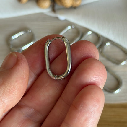 2 x Ovale Creolen | in Silber | 21 x 15 mm | Für Mikromakramee, Schmuck & DIY‘s