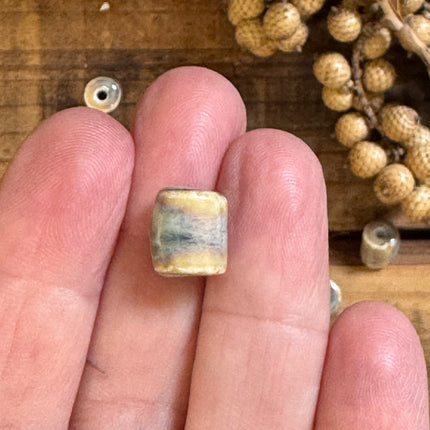 2 x light brown ceramic tube beads, handmade | For micro-macrame, jewelry &amp; DIY projects