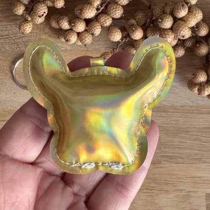 1 x Schlüssel- und Taschenanhänger Hund Gold Weiß Schwarz