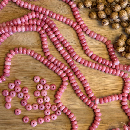 10 x Rhodonit Edelstein Perlen – rose - Makramee, Mikromakramee & DIY Schmuck