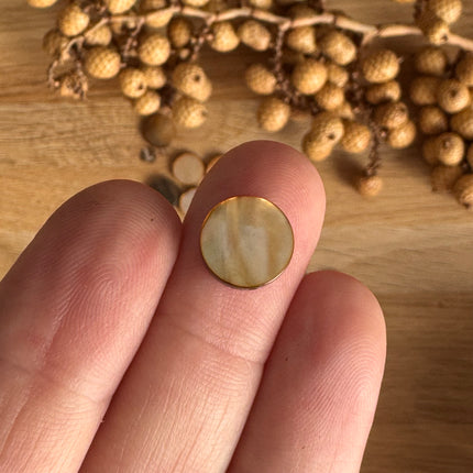 3 x Round Mother-of-Pearl Cabochons - Natural Stone for Jewelry &amp; DIY