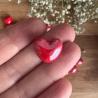 1 x Herz Perle Rot aus Keramik | Für Mikromakramee, Schmuck & DIY‘s