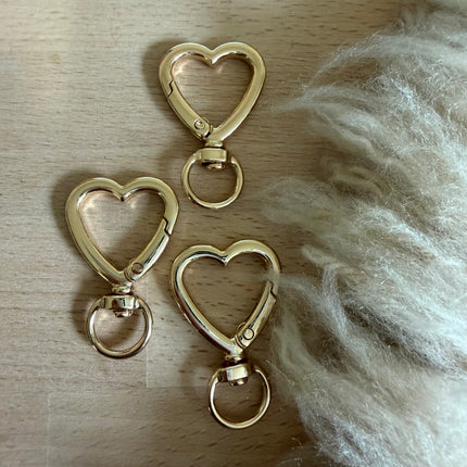 1 x Herz Karabiner Gold - für DIY Schlüssel- und Taschenanhänger Makramee