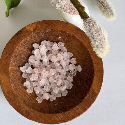 5 x Herz Rosenquarz - ein wunderschönes Highlight für deine Schmuckkreationen | 6 mm (Bohrung 0,7 mm)