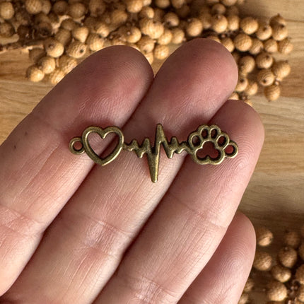 1 x Dog Paw Heart Connector for Jewelry Making