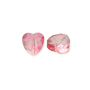 1 x Glänzende facettierte Herz-Perle | in Rosa-Pink | 10 x 10 mm | Für Mikromakramee, Schmuck & DIY‘s