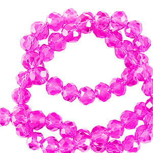 5 x Glänzende facettierte Perlen | in Pink | 6 x 4 mm | Für Mikromakramee, Schmuck & DIY‘s