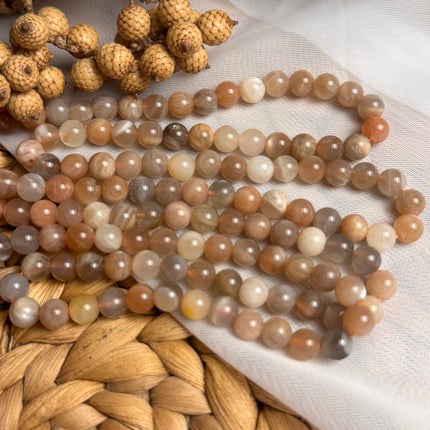 10 x Pfirsich Mondstein 6 mm | echte Edelsteinperlen - Makramee, Mikromakramee & DIY Schmuck