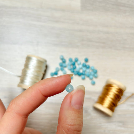 10 x runde Perlen aus Larimar | in Türkis-Blau | 6 x 6 mm | Für Mikromakramee, Schmuck & DIY‘s