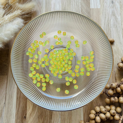 5 x Facettierte Glasperlen | in Matt Grün-Orange | 6 mm | Für Mikromakramee, Schmuck & DIY‘s