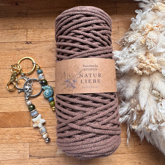 1 x Braun Geflochtenes Makramee-Garn aus 100% Baumwolle | 3mm x 100 m Länge | Für Makramee, Schmuck & DIY‘s