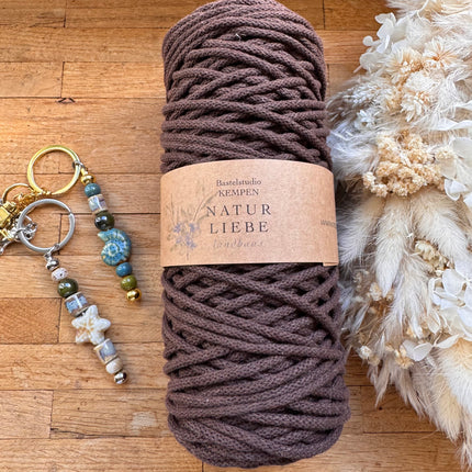 1 x Dunkelbraun Geflochtenes Makramee-Garn aus 100% Baumwolle | 3mm x 100 m Länge | Für Makramee, Schmuck & DIY‘s