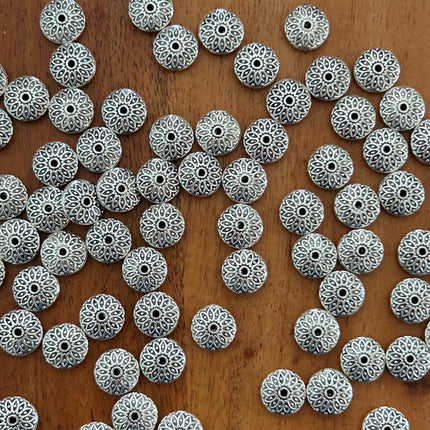 1 x Ornament-Perle | in Silber | 10 x 1 mm | Für Mikromakramee, Schmuck & DIY‘s