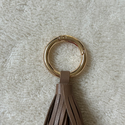 1 x Schlüssel- und Taschenanhänger Quaste | In Hellbraun & Gold  | 20 mm | Fundgrube