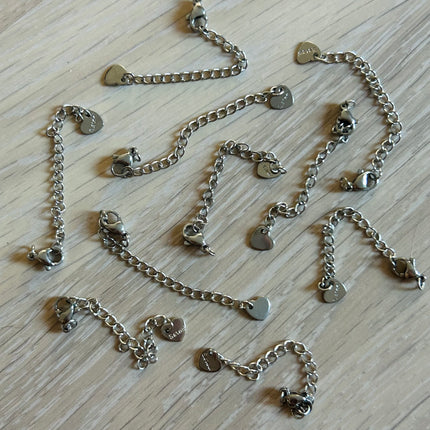 1 x Verlängerungskette | aus Edelstahl | in Silber | 7 cm | Für Mikromakramee, Schmuck & DIY‘s