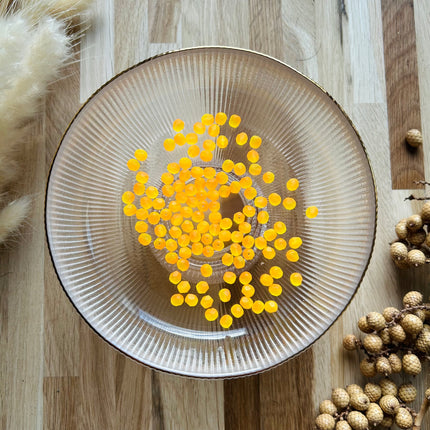 5 x Facettierte Glasperlen | in Matt Gelb-Orange | 6 mm | Für Mikromakramee, Schmuck & DIY‘s