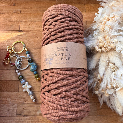 1 x Karamell Geflochtenes Makramee-Garn aus 100% Baumwolle | 3mm x 100 m Länge | Für Makramee, Schmuck & DIY‘s