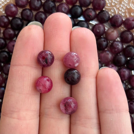 10 x Edelsteinperle aus rotem Jaspis | in Beere | 8 mm | Für Mikromakramee, Schmuck & DIY‘s