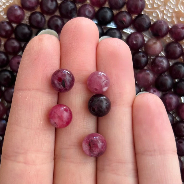 10 x Edelsteinperle aus rotem Jaspis | in Beere | 8 mm | Für Mikromakramee, Schmuck & DIY‘s