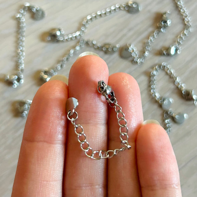1 x Verlängerungskette | aus Edelstahl | in Silber | 7 cm | Für Mikromakramee, Schmuck & DIY‘s