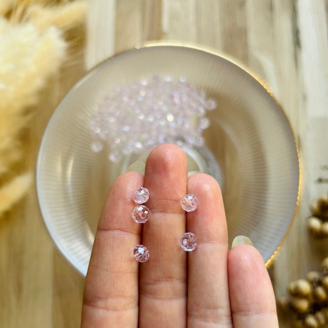 5 x Facettierte Glasperlen | in Hellem Lila | 6mm | Für Mikromakramee, Schmuck & DIY‘s