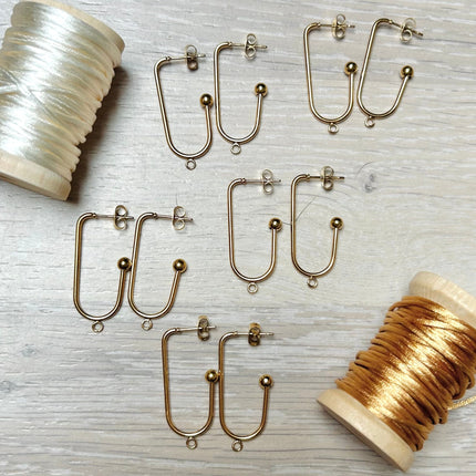 2 x Earring blanks | in gold | For micro-macrame, jewelry &amp; DIYs