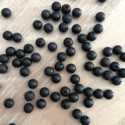 10 x Lavaperle | in Mattschwarz | 8 mm | Für Mikromakramee, Schmuck & DIY‘s
