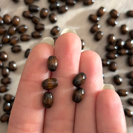 20 x Ovale Holzperlen | in Dunkelbraun | 7 x 5 mm | Für Mikromakramee, Schmuck & DIY‘s