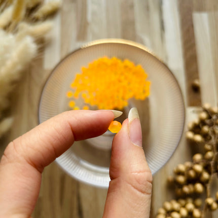 5 x Facettierte Glasperlen | in Matt Gelb-Orange | 6 mm | Für Mikromakramee, Schmuck & DIY‘s