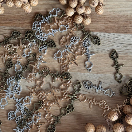 1 x Dog Paw Heart Connector for Jewelry Making