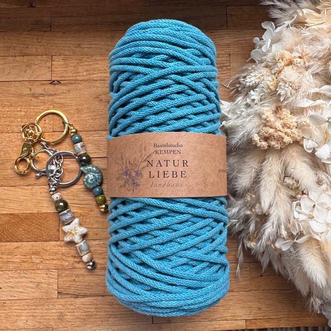 1 x Türkis Geflochtenes Makramee-Garn aus 100% Baumwolle | 3mm x 100 m Länge | Für Makramee, Schmuck & DIY‘s